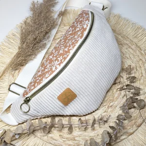 Sac banane velours côtelé beige | Moutarde fleuri | Moutarde Sauvage