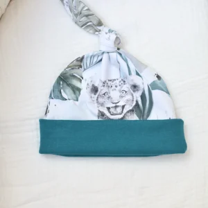 Bonnet de naissance personnalisable Safari pétrole