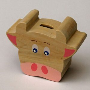 Tirelire vache bois naturel